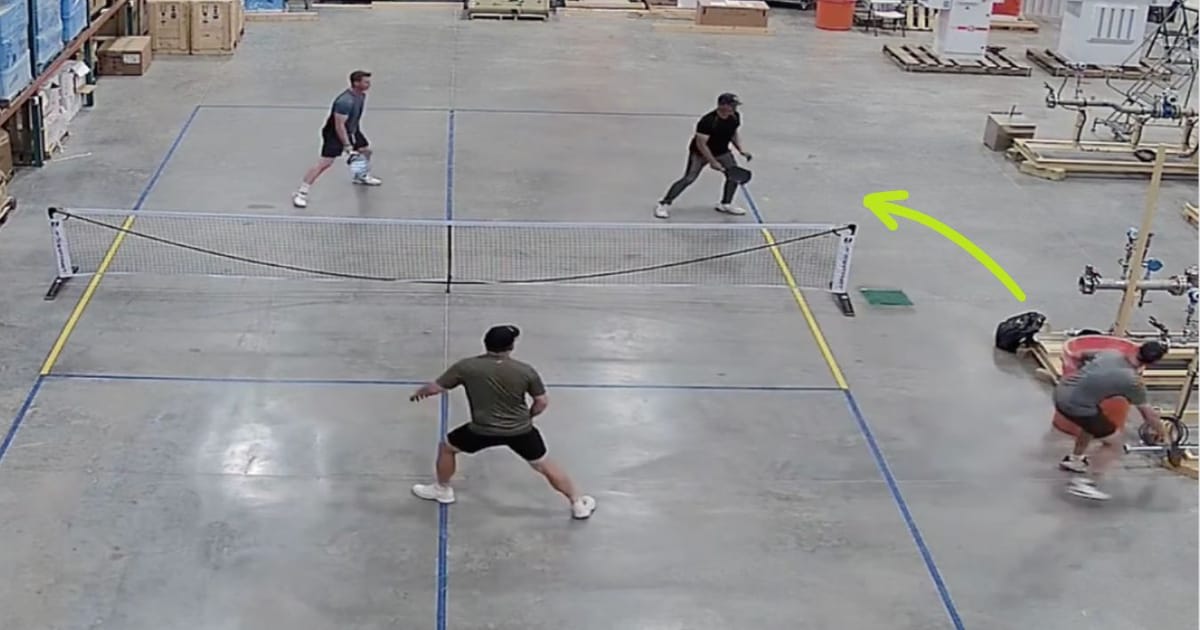 Bossman crosses the line in warehouse pickleball game